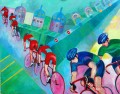 red cyclists smithfield impressionist
